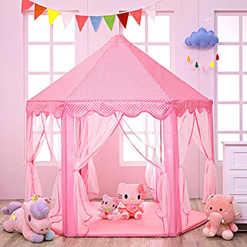 Tienda para Niños, joylink Tienda de Princesa, Tienda Campaña Infantil, Interior Tiendas de Juego para Niños, Castillo Princesas Portable Gran Rosa Playhouse