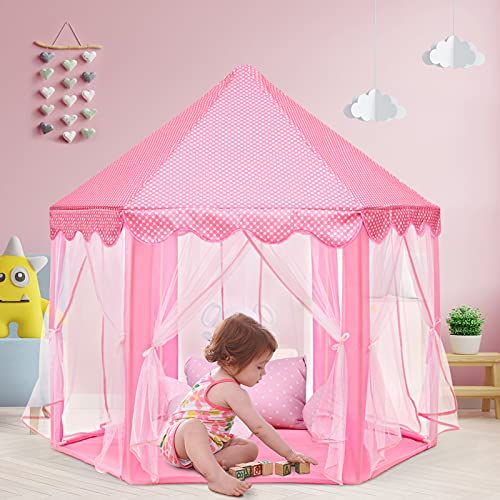 Tienda para Niños, joylink Tienda de Princesa, Tienda Campaña Infantil, Interior Tiendas de Juego para Niños, Castillo Princesas Portable Gran Rosa Playhouse