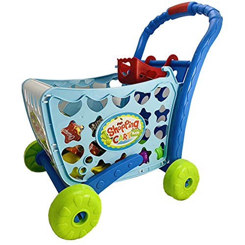 Tiktaktoo Carrito de Compras Einkaufstrolley para Niños con Música y Luz, Azul, Relleno con 36 Piezas Accesorio Tienda de Juguete Puesto de Juguete Tante Emma Descargar Verkaufsshop