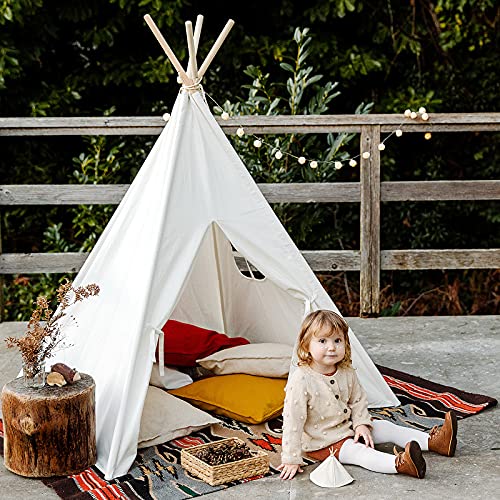 Tipi Infantil Tienda para niños con Luces de Hadas & Luz de Hadas & Alfombra Del Piso - Tienda de campaña para niños y niñas de Interior y Exterior