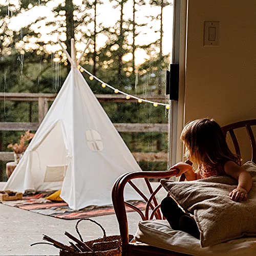 Tipi Infantil Tienda para niños con Luces de Hadas & Luz de Hadas & Alfombra Del Piso - Tienda de campaña para niños y niñas de Interior y Exterior