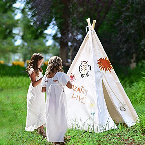 Tipi Infantil Tienda para niños con Luces de Hadas & Luz de Hadas & Alfombra Del Piso - Tienda de campaña para niños y niñas de Interior y Exterior