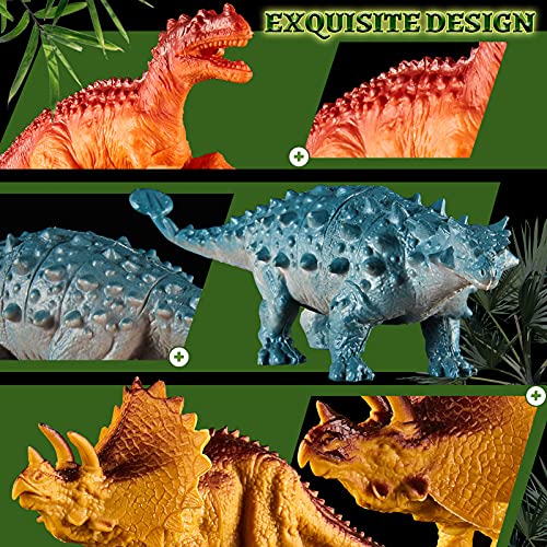 TOEY PLAY 12 Piezas Figuras Dinosaurios Juguetes con T-Rex, Triceratops, Arboles, Dinosaurio Juguete para Niños Niñas 3 4 5 Años