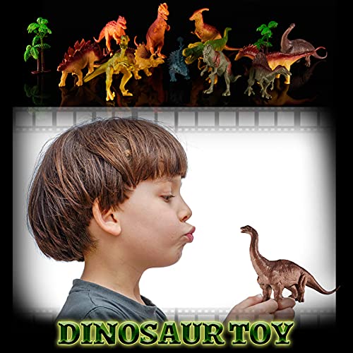 TOEY PLAY 12 Piezas Figuras Dinosaurios Juguetes con T-Rex, Triceratops, Arboles, Dinosaurio Juguete para Niños Niñas 3 4 5 Años