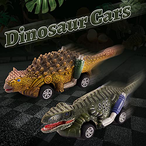 TOEY PLAY Dinosaurio Juguete con Coche, Tapete de Juego, Huevos de Dinosaurio y Caja, Dinosaurios Juguetes Figuras para Niños Niñas 3 4 5 6 Años