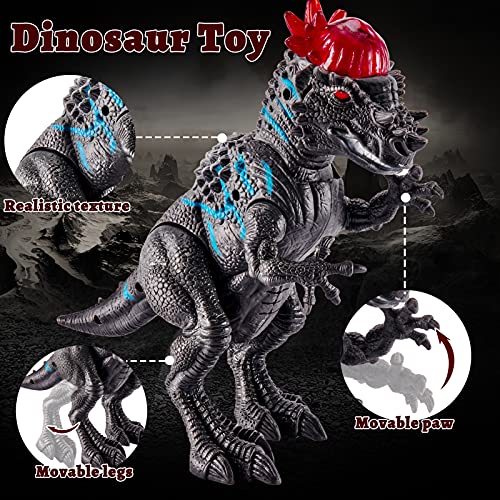 TOEY PLAY Dinosaurios de Juguete, Pachycephalosaurus con Luz y Sonido, Velociraptor Figuras Realista Animales Educativo Juguetes para Niños Niñas 3 4 5 6 Años