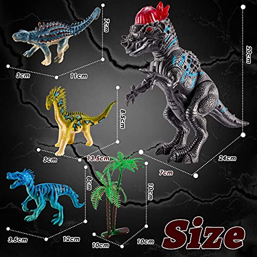 TOEY PLAY Dinosaurios de Juguete, Pachycephalosaurus con Luz y Sonido, Velociraptor Figuras Realista Animales Educativo Juguetes para Niños Niñas 3 4 5 6 Años