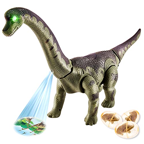 TOEY PLAY Dinosaurios Juguete Poner Huevo Braquiosaurio Figuras Proyección Caminar Dinosaurio Robot Educativo Regalos 3 Años Niños Niñas