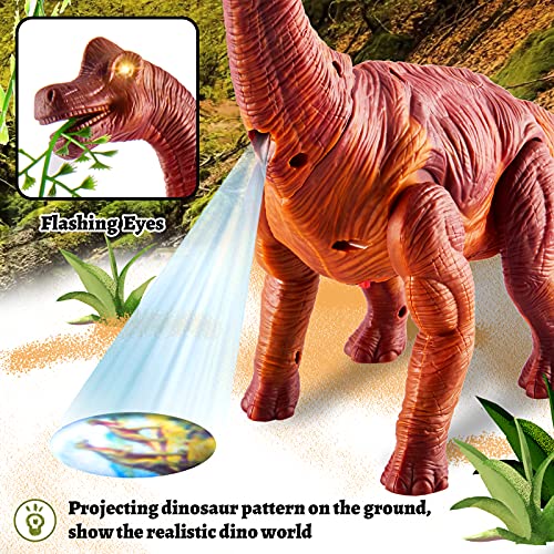 TOEY PLAY Juguete de Dinosaurio, Braquiosaurio Figura Animals con Poniendo Dinosaurios Huevos, Proyección, Luz y Sonido, Juguetes Niños Niñas 3 4 5 Años