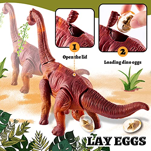 TOEY PLAY Juguete de Dinosaurio, Braquiosaurio Figura Animals con Poniendo Dinosaurios Huevos, Proyección, Luz y Sonido, Juguetes Niños Niñas 3 4 5 Años