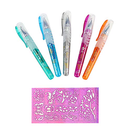 Toi-Toys- Tatouage Stylos de Gel 5 Pièces-Sur Carte Bolígrafos, Multicolor, 5 Unidad (Paquete de 1) (45622A)