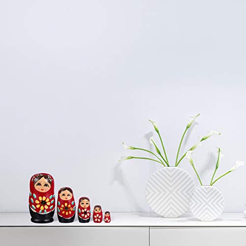 TomaiBaby 5 piezas de madera de matrioska, muñecas, Navidad, decoración, figuras de matrioska, figuras de madera, figuras rusas, Año Nuevo, Nochevieja, regalos, juguetes