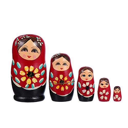 TomaiBaby 5 piezas de madera de matrioska, muñecas, Navidad, decoración, figuras de matrioska, figuras de madera, figuras rusas, Año Nuevo, Nochevieja, regalos, juguetes