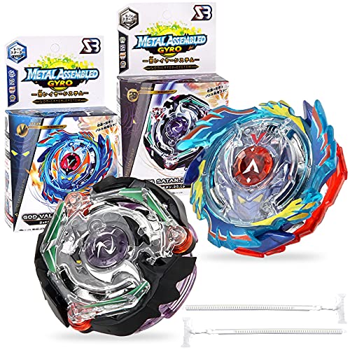 Tomicy Burst Peonzas Conjuntos de Metal de Gyro 4D Peonzas Gyro Lucha Maestro Cadena Launcher con Estadio Infinity Nado Básico Duelos Conjuntos Regalo para Niños 2Pcs