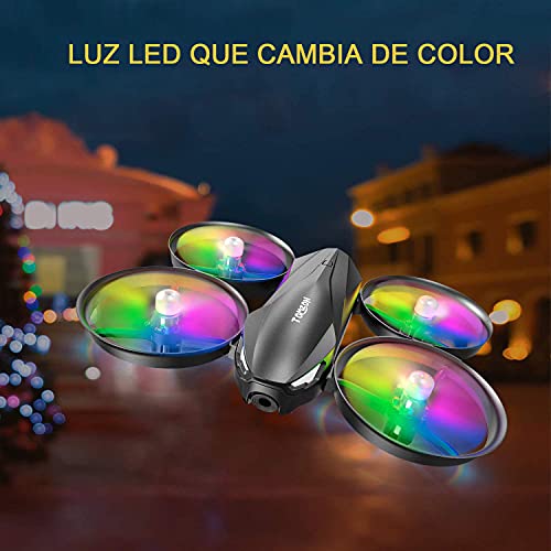 Tomzon A31 Mini Drone para Niño, LED Colores RC Helicopter Modo sin Cabeza Altitud Hold, Control Remoto 3D Flips, Un Botón de Devolución, 3 Modos de Velocidad, Juguete Dron para Niños, 2 Baterías