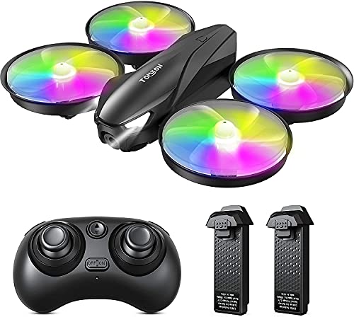 Tomzon A31 Mini Drone para Niño, LED Colores RC Helicopter Modo sin Cabeza Altitud Hold, Control Remoto 3D Flips, Un Botón de Devolución, 3 Modos de Velocidad, Juguete Dron para Niños, 2 Baterías