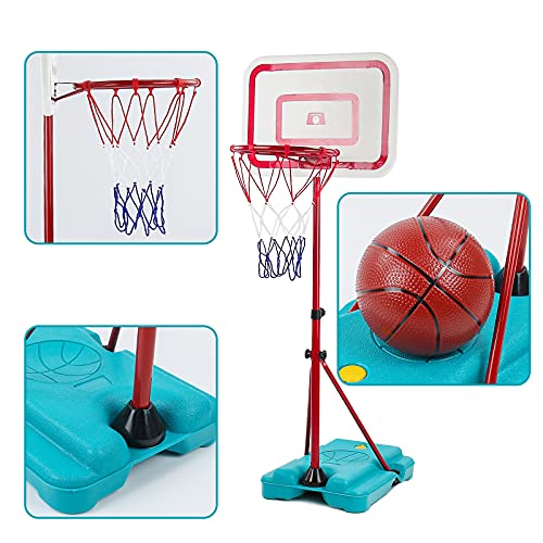 TONZE Canastas Baloncesto Infantiles Exterior Interior Altura Ajustable Balon Baloncesto Regalos Cumpleaños Infantil Regalos para Niños Juguetes Niños 3 4 5 6 Años,88cm a 190cm