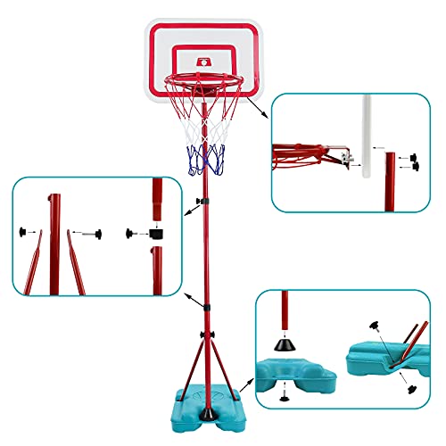 TONZE Canastas Baloncesto Infantiles Exterior Interior Altura Ajustable Balon Baloncesto Regalos Cumpleaños Infantil Regalos para Niños Juguetes Niños 3 4 5 6 Años,88cm a 190cm