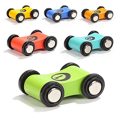 TOP BRIGHT Circuito de Carreras con Coches de Juguete para Bebés y Niños pequeños de 1 a 3 años - Pista de Rampas con 6 Mini Coches y 3 Puentes - Madera de Calidad sin BPA - Seguro y Divertido