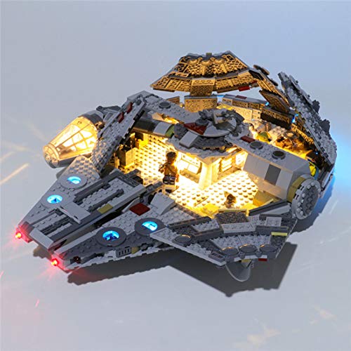 TopBau Juego de iluminación LED para barco espacial Lego 75257 Star Wars Milenario Falcon (sin kit Lego)