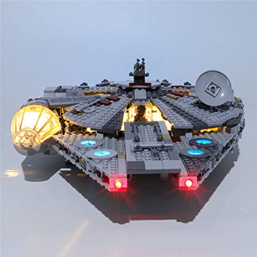 TopBau Juego de iluminación LED para barco espacial Lego 75257 Star Wars Milenario Falcon (sin kit Lego)