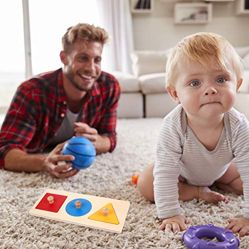 TOYANDONA 1 Pieza de Rompecabezas de Madera para Bebés Pomo de Madera Montessori Tablero de Clavijas Forma Geométrica Juego de Juguetes Educativos para Bebés