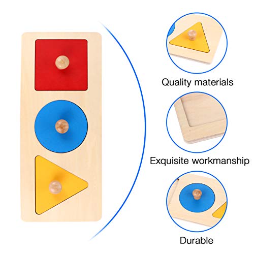 TOYANDONA 1 Pieza de Rompecabezas de Madera para Bebés Pomo de Madera Montessori Tablero de Clavijas Forma Geométrica Juego de Juguetes Educativos para Bebés