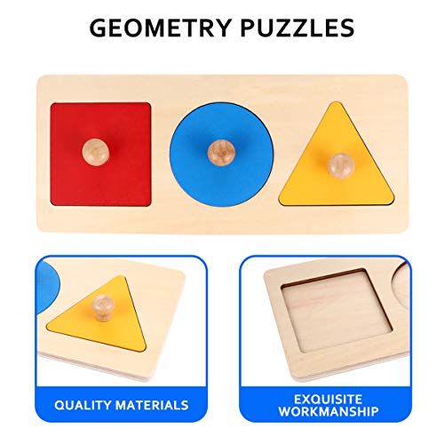 TOYANDONA 1 Pieza de Rompecabezas de Madera para Bebés Pomo de Madera Montessori Tablero de Clavijas Forma Geométrica Juego de Juguetes Educativos para Bebés