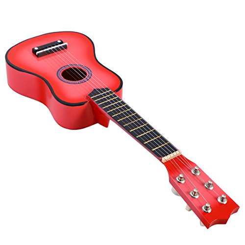 TOYMYTOY 21 pulgadas Guitarra acustica Pequeña guitarra de madera para niños infantil principiantes (Rosado)