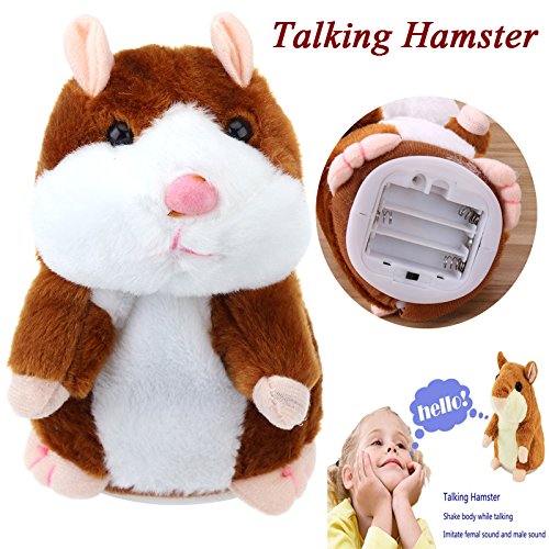 TOYMYTOY Juguete hámster de Hablando Repite lo Que Dices Hamster Interactivo Peluche Habla Juguete para Regalo de niños, Pilas no Incluidas (Marrón Claro)