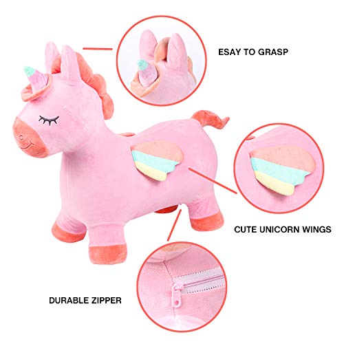 Toyssa Unicornio Saltador Caballo Saltador para Niños Hinchable Animal Saltador Juguete Exterior e Interior Caballo para Saltar con Bomba Regalo para niños niñas 2 3 4 5 6 7 años