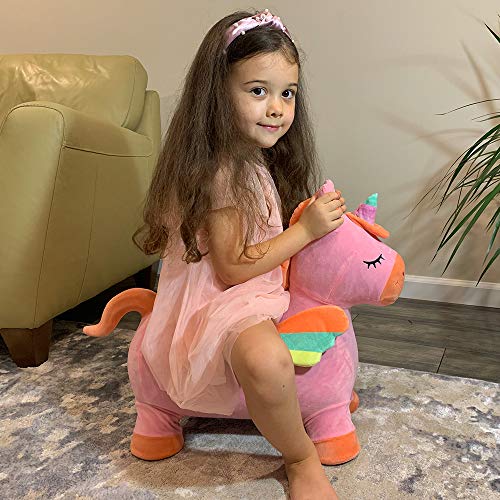 Toyssa Unicornio Saltador Caballo Saltador para Niños Hinchable Animal Saltador Juguete Exterior e Interior Caballo para Saltar con Bomba Regalo para niños niñas 2 3 4 5 6 7 años