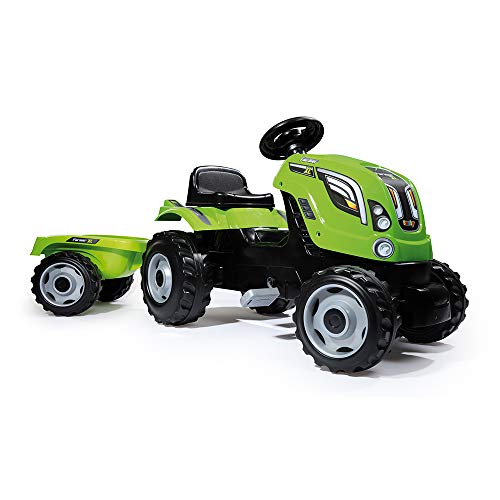 Tractor Farmer XL verde a pedales con remolque (Smoby 710111)