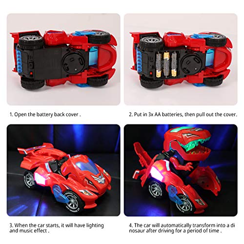 Transformación Dinosaurio Coche, Vehículos de Dinosaurios, Coche Transformer Dinosaurio, Robot de Coche Transformador de Dinosaurio Juguetes Regalos de Cumpleaños Niños Juguetes, Dinosaurios Juguetes