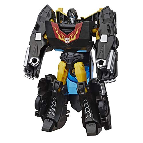 Transformers Bumblebee Cyberverse Adventures Action Attackers Warrior Class Stealth Force Hot Rod Figura de acción de fusión, Movimiento de Llamas fusión, 5.4 Pulgadas