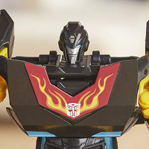 Transformers Bumblebee Cyberverse Adventures Action Attackers Warrior Class Stealth Force Hot Rod Figura de acción de fusión, Movimiento de Llamas fusión, 5.4 Pulgadas