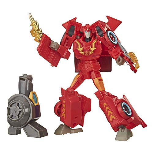 Transformers Cyberverse Bumblebee Adventures Deluxe Class Hot Rod Figura de acción de Juguete, con Pieza de construcción de una Figura, para Edades de 6 y más, 5 Pulgadas