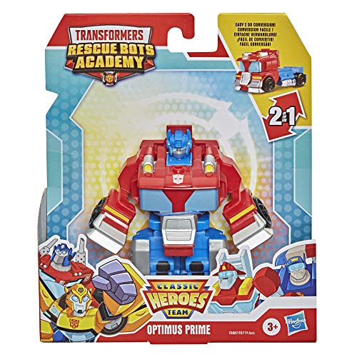 Transformers Rescue Bots Academy Classic Helden Team Optimus Prime-Juguete transformable de 11 cm, a Partir de 3 (Hasbro F0887)