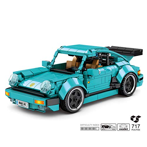 TRCC Juego de 717 piezas de construcción de coches deportivos retro para Porsche 911, con bloques de construcción para coches antiguos, compatible con Lego