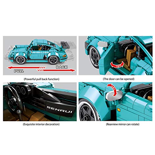 TRCC Juego de 717 piezas de construcción de coches deportivos retro para Porsche 911, con bloques de construcción para coches antiguos, compatible con Lego