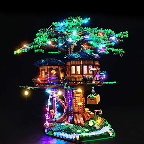 TRCS Juego de iluminación LED para casa de árbol 21318, luz LED con mando a distancia, compatible con Lego 40426 Ideas Baumhaus (no incluye kit de construcción Lego).