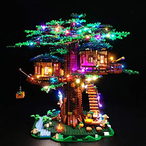 TRCS Juego de iluminación LED para casa de árbol 21318, luz LED con mando a distancia, compatible con Lego 40426 Ideas Baumhaus (no incluye kit de construcción Lego).