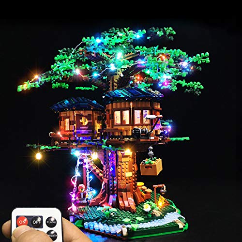 TRCS Juego de iluminación LED para casa de árbol 21318, luz LED con mando a distancia, compatible con Lego 40426 Ideas Baumhaus (no incluye kit de construcción Lego).