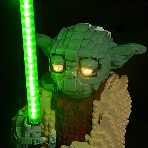 TRCS Juego de iluminación LED para figura de Yoda de Star Wars, luz LED, compatible con Lego Star Wars Yoda 75255, sin set Lego