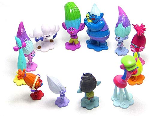 Trolls - Juego de 12 figuras de acción con amapolas para decoración de pasteles