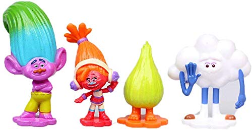 Trolls - Juego de 12 figuras de acción con amapolas para decoración de pasteles