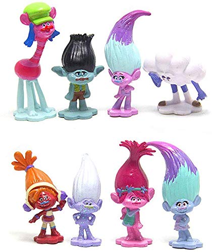 Trolls - Juego de 12 figuras de acción con amapolas para decoración de pasteles