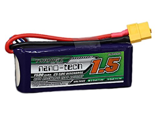 Turnigy nano-tech - Batería de polímero de litio (1500 mAh, 3S, 11,1 V, 25C-50C)