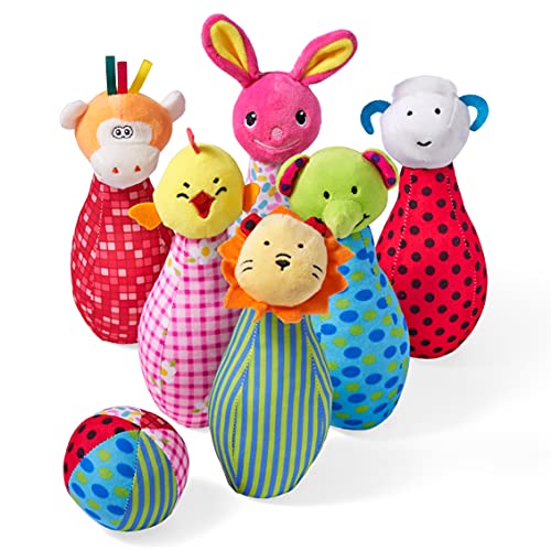 Twiddlers The Juego de Bolos para Niños - Set 6 de Peluche Alfileres y Bola