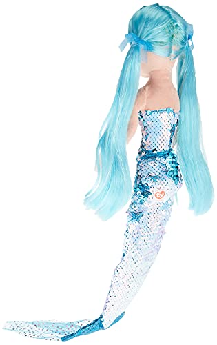 Ty -TY02302 Sea Sequins - Peluche de Lentejuelas (50 cm), diseño de Sirena Azul